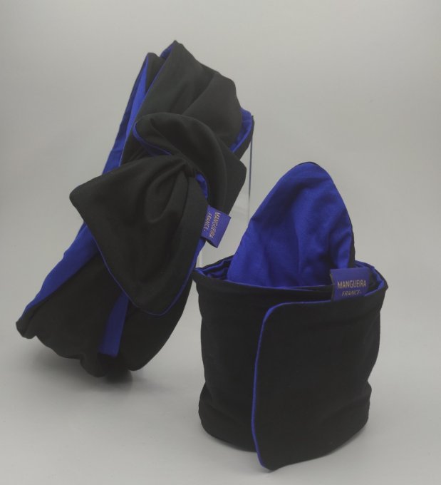 Headband femme, uni Noir/Bleu Roi
