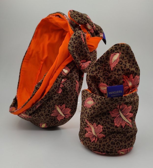 Headband femme, imprimé Léopard /Orange