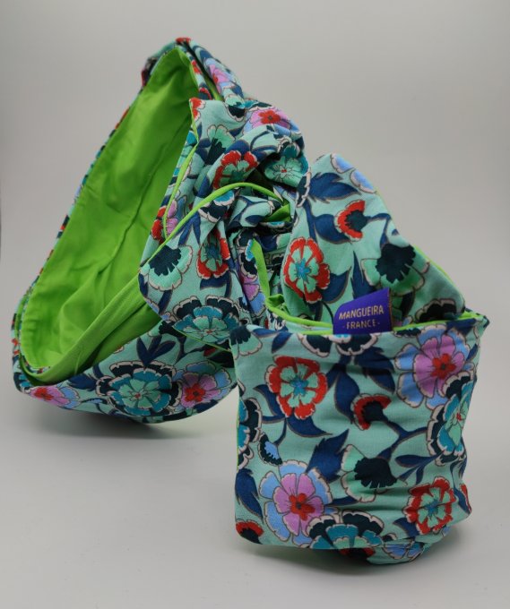 Headband femme, imprimé Fleuri/Vert Cru