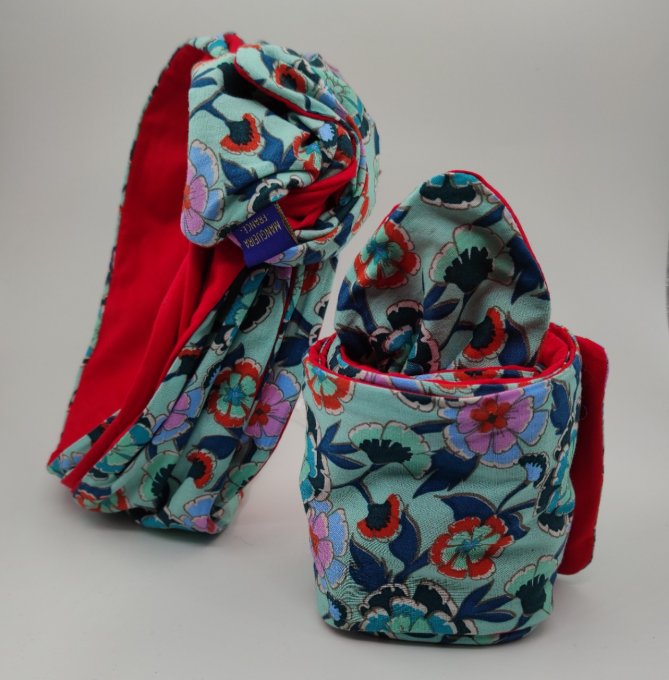 Headband femme, imprimé Fleuri/Rouge