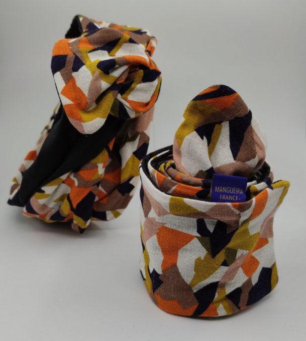 Headband femme, imprimé Savane/Noir