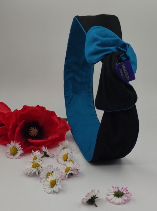 Headband femme et enfant uni Noir/Vert Émeraude