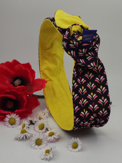 Headband femme et enfant, imprimé Twiggy/Jaune Citron