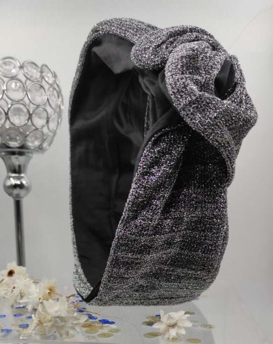 Bandeaux femme long soirée Lamé Argent/Noir