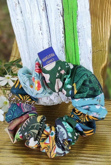 Chouchou en véritable Patchwork "GREEN"