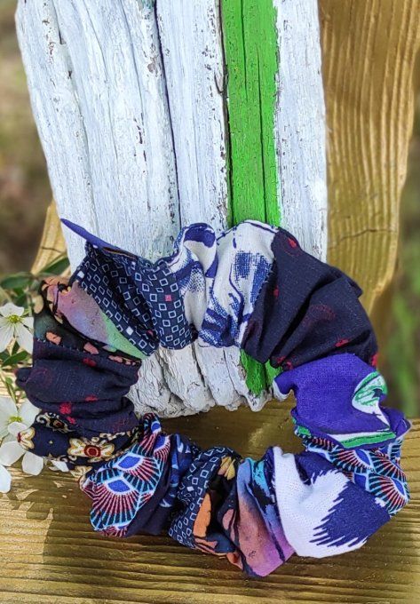 Chouchou en véritable Patchwork "ENCRE"