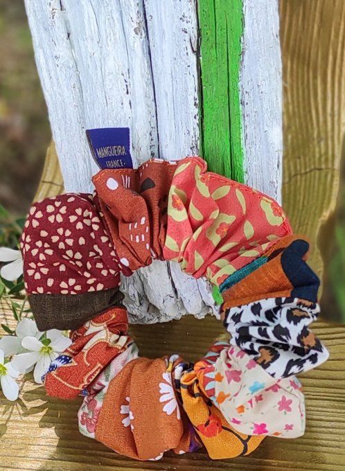 Chouchou en véritable Patchwork "ORANGE"