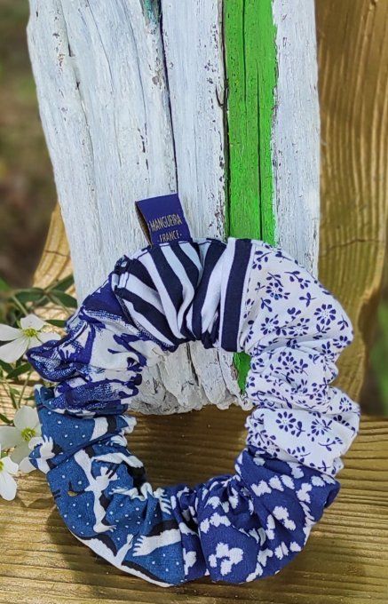 Chouchou en véritable Patchwork "MARINE"