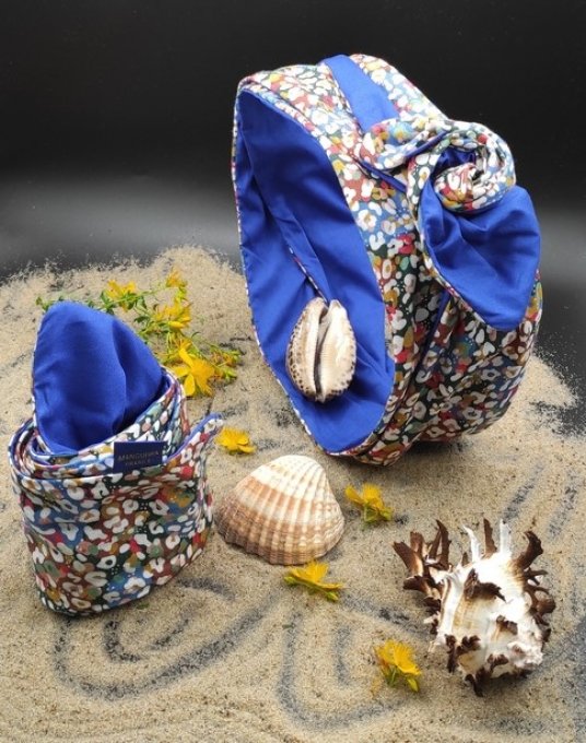 Headband femme et enfant, imprimé Confettis/ Bleu Roi