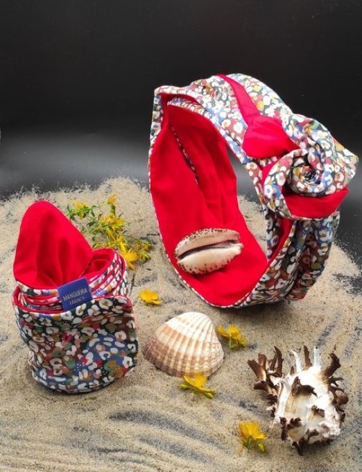 Headband femme et enfant, imprimé Confettis/ Rouge