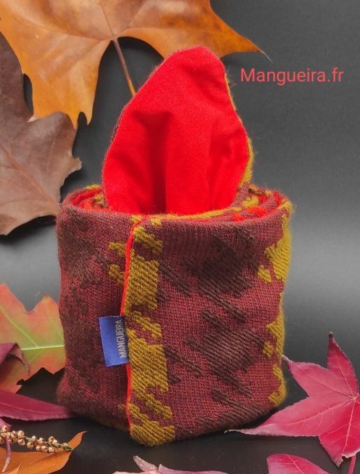 Bandeau lainage à chevrons Rouille et Moutarde/ Rouge vif