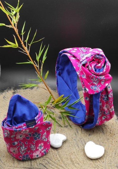 Headband femme et enfant, imprimé Kimono/ Bleu Roi