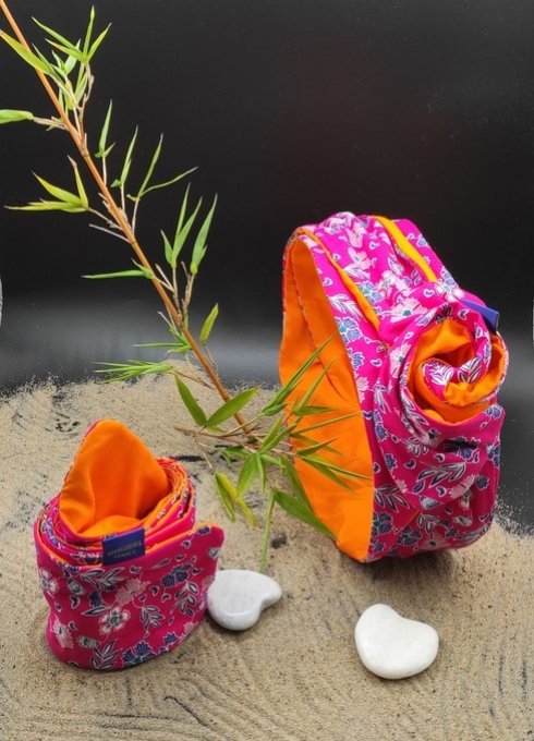 Headband femme et enfant, imprimé Kimono/ Orange