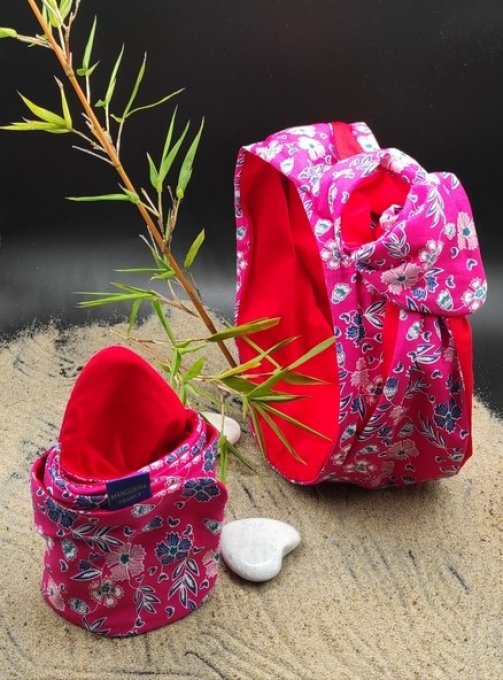 Headband femme et enfant, imprimé Kimono/ Rouge