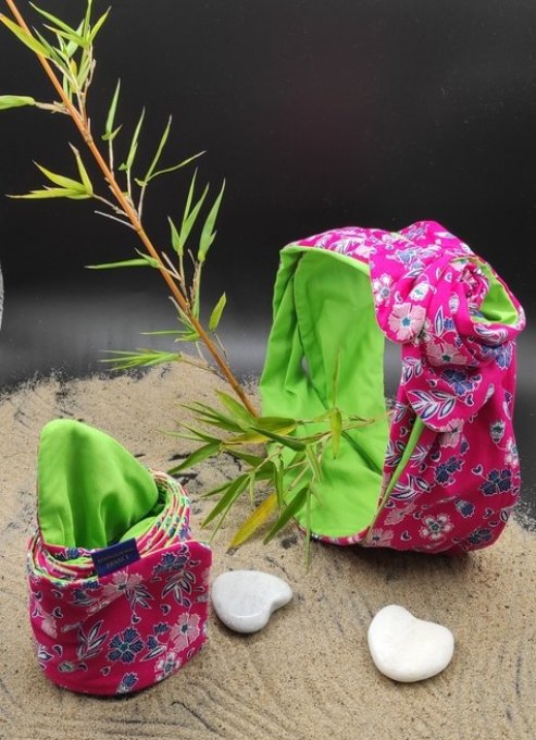 Headband femme et enfant, imprimé Kimono/ Vert Cru