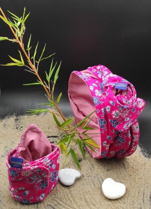 Headband femme et enfant, imprimé Kimono/ Vieux Rose